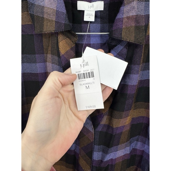 J. Jill Plaid Shirt Dress Women M Purple Long Sleeve NEW NWT Western Cowgirl - Picture 4 of 11
